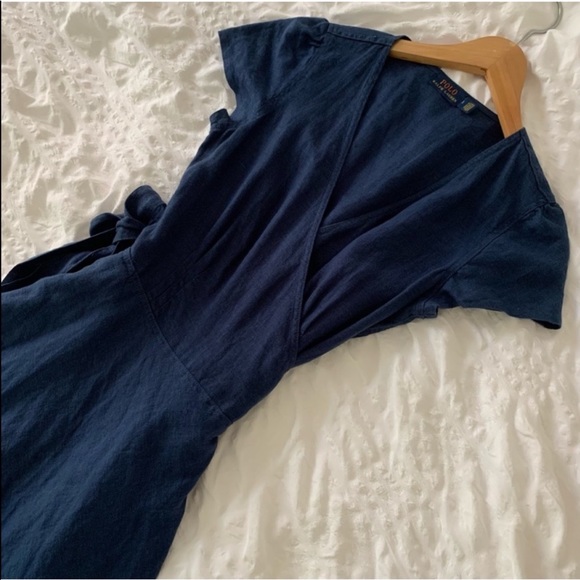 New Ralph Lauren Maxi Linen Navy Maxi Dress - Picture 3 of 16